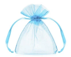 Partydeco 10 Sachets Organza Azur Perle 7.5 X 10cm