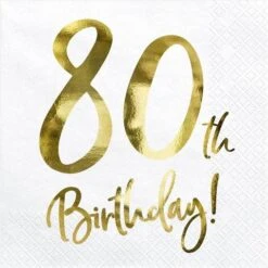 Partydeco 20 Serviettes 80th Birthday 33cm