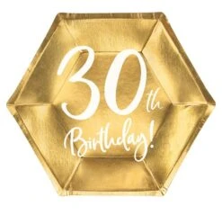 Partydeco 6 Assiettes Brillantes 30e Anniversaire 20x17cm