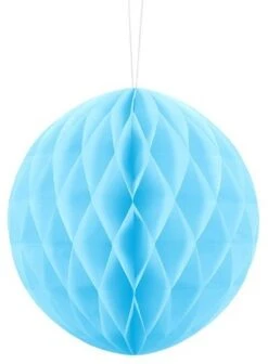 Partydeco Boule Nid D'abeille Lumina Bleu Azur 20cm