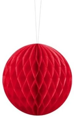 Partydeco Boule Nid D'abeille Lumina Rouge 10cm